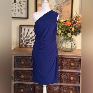 Evan Picone Royal Blue One-Shoulder Dress